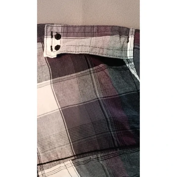 Helix Button Up Shirt Mens Purple Long Sleeve Plaid Size Large Y2k Skater Grunge - Picture 8 of 11